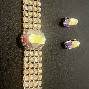 Vintage Y2K costume, jewelry bundle Iridescent Bracelet and Earring Set